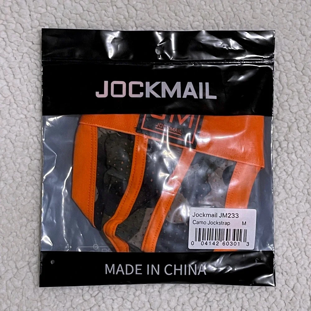 Jockmail Medium (27-30) Mens Camo Mesh Jockstrap Athletic Orange JM233 NEW‎